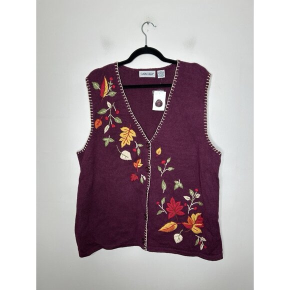 Cabin Creek Fall Leaves Knit Sweater Vest Grandma Cottage Vintage Size 1X NWT - Picture 1 of 7